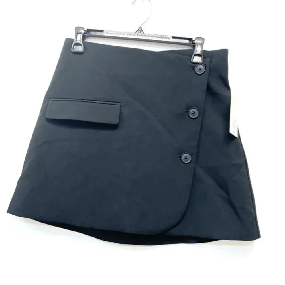 A New Day Women's Black Lined Mini Wrap Pocket Skirt Size 6‎